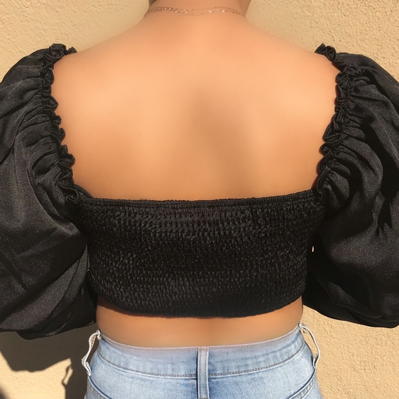 Black off shoulder corset top - Picture 3 of 6